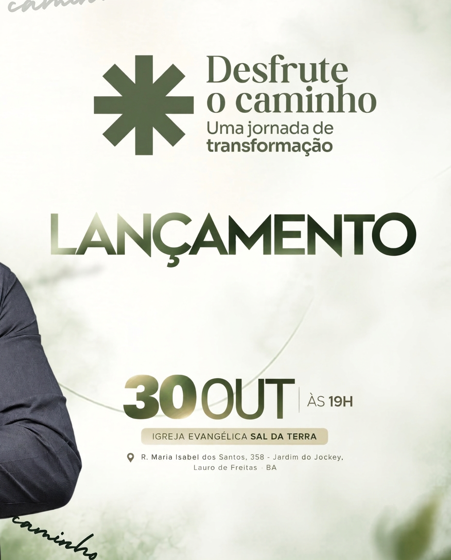 Lançamento de Desfrute o Caminho — 30 de outubro, às 19h, na Igreja Evangélica Sal da Terra